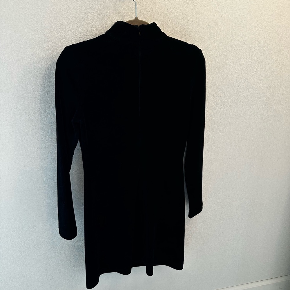 Gianni Bini Corduroy Black Long-Sleeve Mini High-Neck Dress